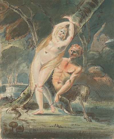 Amymone z lubieżnym satyrem, 1770-80. autorstwa William Hamilton