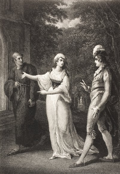 Ogród Olivii, Akt IV, Scena III, z "Dwunasta noc, albo co zechcesz", z The Boydell Shakespeare Gallery, wyd. koniec XIX wieku autorstwa William Hamilton
