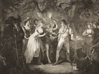 Las, akt V, scena IV, z „Jak ci się podoba”, z The Boydell Shakespeare Gallery, wydana pod koniec XIX wieku autorstwa William Hamilton