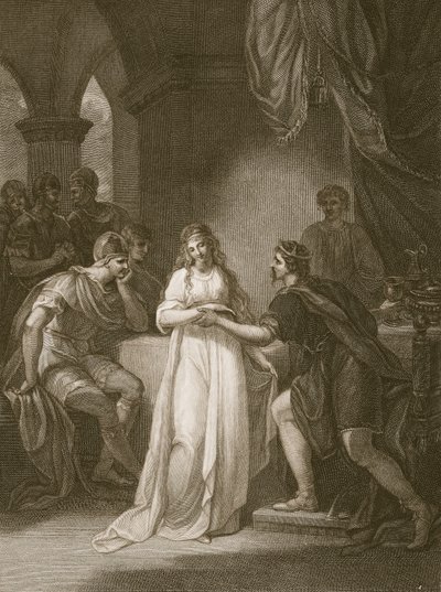 Vortigern i Rovena, grawerowane przez Delatre, ilustracja z „Historii Anglii” Davida Hume