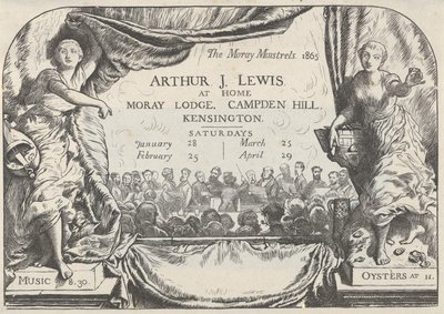 Karta zaproszenia Moray Minstrels Arthura Jamesa Lewisa, 1865. autorstwa William Harcourt Hooper