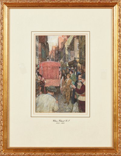 Elżbietański korek uliczny (ołówek i akwarela) autorstwa William Hatherell