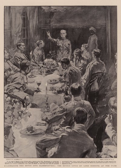 Świętowanie wejścia do Bloemfontein, kolacji wydanej przez Lorda Robertsa w klubie autorstwa William Hatherell
