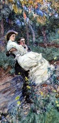 Przeprawa przez strumyk (akwarela na papierze) autorstwa William Hatherell