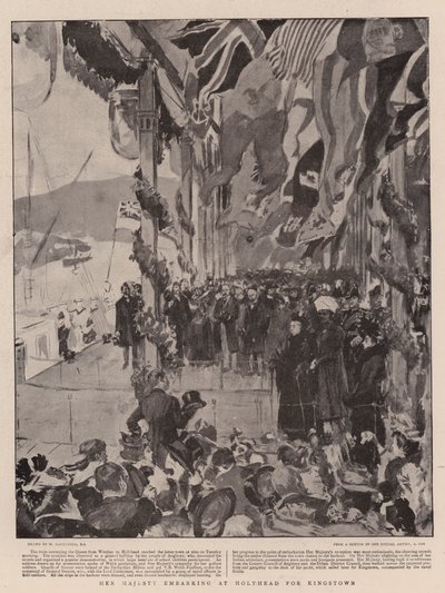 Jej Wysokość wyrusza w Holyhead do Kingstown autorstwa William Hatherell