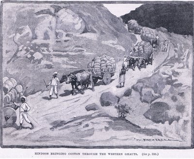 Hindusi przenoszący bawełnę przez Ghaut Zachodnie 1862 AD autorstwa William Hatherell