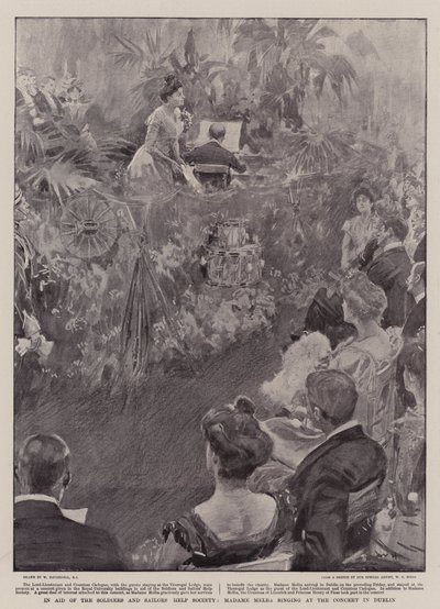 In Aid of the Soldiers and Sailors Help Society, Madame Melba singing at the Concert in Dublin autorstwa William Hatherell