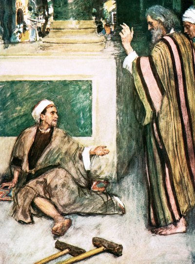 Piotr i Jan uzdrawiają chromego autorstwa William Hatherell