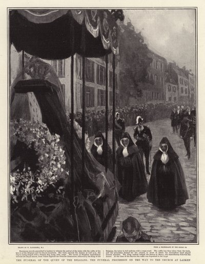 Pogrzeb Królowej Belgów, Procesja Pogrzebowa w drodze do kościoła w Laeken autorstwa William Hatherell