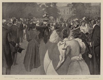 Królewskie przyjęcie w ogrodzie w Pałacu Buckingham, Jej Wysokość wśród Gości autorstwa William Hatherell