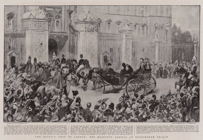 Wizyta królowej w Londynie, przyjazd Jej Królewskiej Mości do Pałacu Buckingham autorstwa William Hatherell