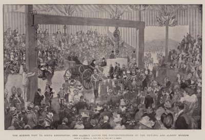 Wizyta Królowej w South Kensington, Jej Wysokość kładzie kamień węgielny pod budowę Muzeum Wiktorii i Alberta autorstwa William Hatherell