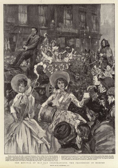 Wznowienie obchodów pierwszomajowych, procesja w Hoxton autorstwa William Hatherell