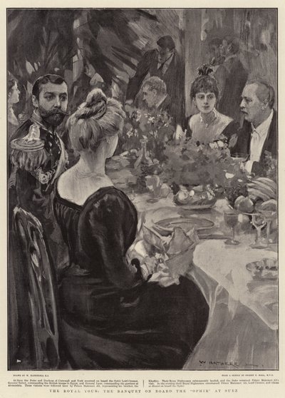 Królewska wycieczka, bankiet na pokładzie "Ophir" w Suezie autorstwa William Hatherell