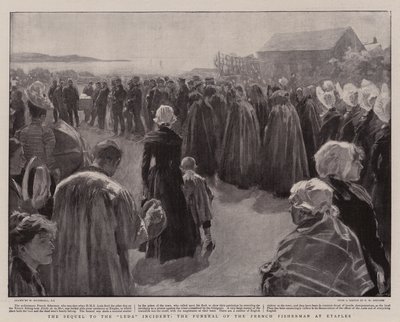 Kontynuacja incydentu Leda, pogrzeb francuskiego rybaka w Etaples autorstwa William Hatherell