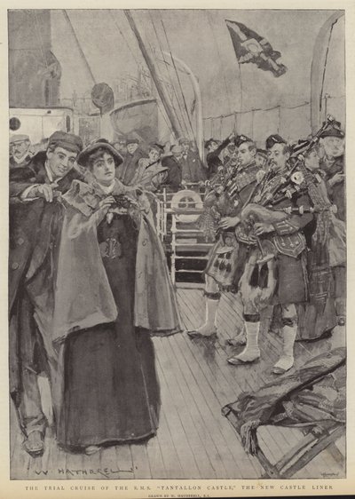 Próbny rejs RMS Tantallon Castle, nowego statku wycieczkowego autorstwa William Hatherell