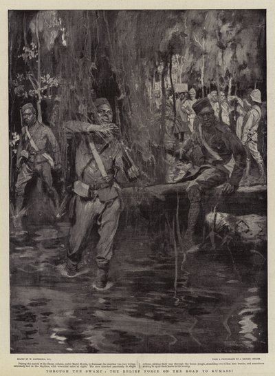 Przez bagna, Siła Pomocy na drodze do Kumasi autorstwa William Hatherell