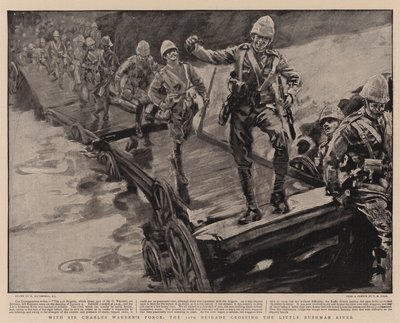 Z Siłami Sir Charlesa Warrena, 11. Brygadą przekraczającą rzekę Little Bushman autorstwa William Hatherell