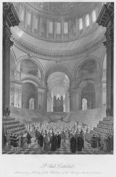 Katedra św. Pawła. Rocznicowe Spotkanie Dzieci Szkół Charytatywnych w Londynie, c1841 autorstwa William Haydon Fuge