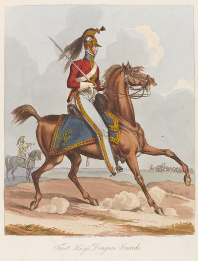 First Kings Dragon Guards, 1820 (kolorowa akwatinta) autorstwa William Heath