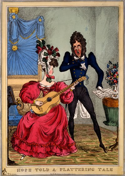 Hope Told a Flattering Tale, 1827 (ręcznie barwiony grawerunek) autorstwa William Heath