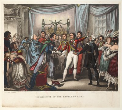 Inteligencja bitwy pod Ligny, akwatinta J.C. Stadlera, wyd. Tegg, kwiecień 1818 (akwatinta) autorstwa William Heath