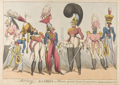Wojskowi Dandies lub Heroes z 1818, 1818 (kolorowa akwaforta) autorstwa William Heath