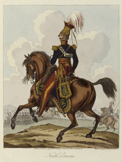 Dziewiąty Huzar, 1820 (kolorowa akwatinta) autorstwa William Heath