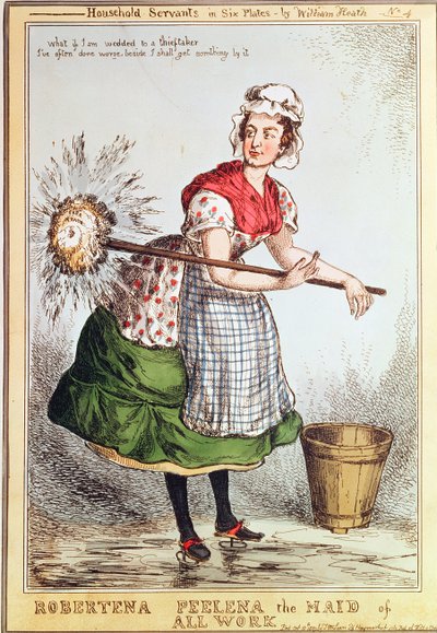 Robertena Peelena Pokojówka Wszystkich Pracy, no. 4 z serii „Sługi domowe”, wydanej w 1829 r. autorstwa William Heath