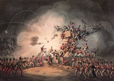 Szturm na Ciudad Rodrigo, 19 stycznia 1813 akwatinta przez Thomasa Sutherlanda (b.c.1785) (akwatinta) autorstwa William Heath