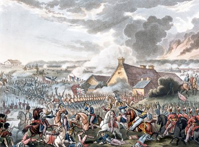Bitwa pod Waterloo, ilustracja do wiersza narracyjnego dr. Syntaxa, opublikowana w 1818 r. (kolorowa akwatinta) autorstwa William Heath