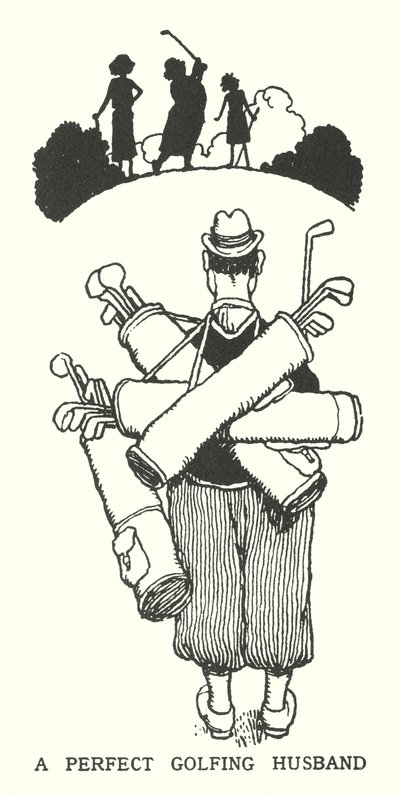 Idealny mąż grający w golfa (lito) autorstwa William Heath Robinson
