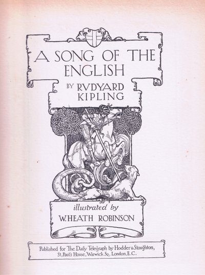 Pieśń angielskiej strony tytułowej (św. Jerzy i smok) autorstwa William Heath Robinson