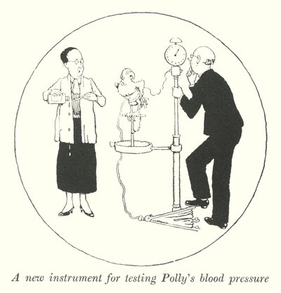 Nowy przyrząd do badania ciśnienia krwi Polly (lito) autorstwa William Heath Robinson