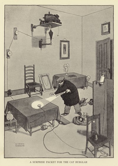 Pakiet-niespodzianka dla kota włamywacza autorstwa William Heath Robinson