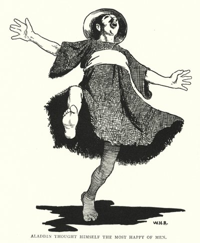 Aladyn uważał się za najszczęśliwszego z ludzi (grafika) autorstwa William Heath Robinson