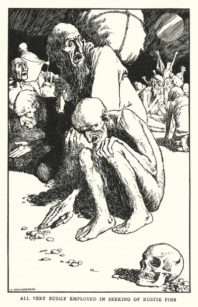 Wszyscy bardzo zajęci szukaniem zardzewiałych szpilek (lito) autorstwa William Heath Robinson