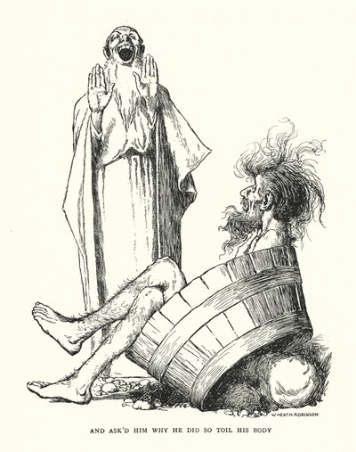 I spytał go, dlaczego tak trudził swoje ciało (lito) autorstwa William Heath Robinson