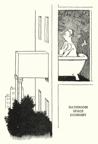 Ekonomiczna przestrzeń łazienkowa (lito) autorstwa William Heath Robinson