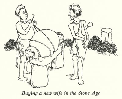 Kupowanie nowej żony w epoce kamienia (lito) autorstwa William Heath Robinson