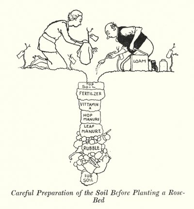 Staranne przygotowanie gleby przed posadzeniem róży (lito) autorstwa William Heath Robinson