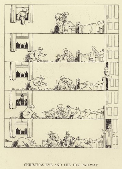 Wigilia i kolejka do zabawy autorstwa William Heath Robinson