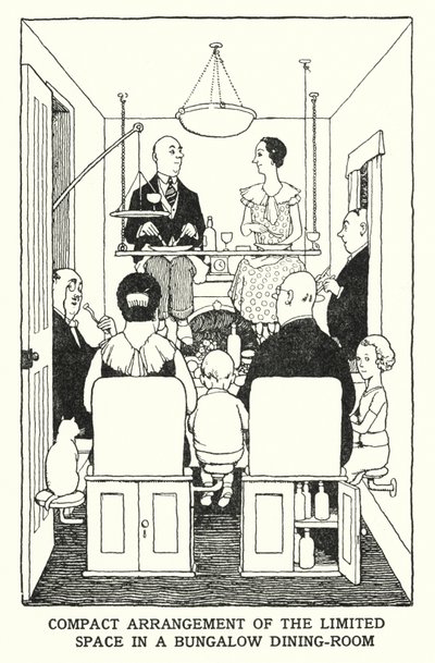 Kompaktowa aranżacja ograniczonej przestrzeni w jadalni w bungalowie (lito) autorstwa William Heath Robinson