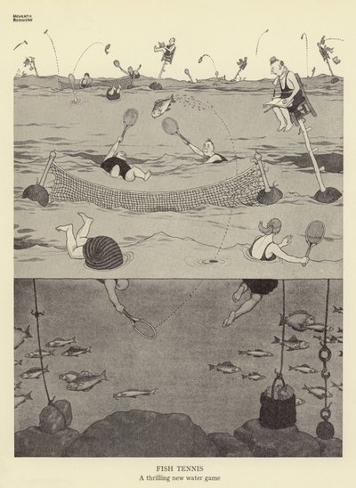 Fish Tennis, nowa ekscytująca gra wodna autorstwa William Heath Robinson
