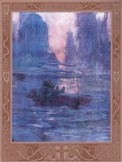 Podążaj za - czekamy przy szlakach, które zgubiliśmy. Za odgłosy wielu kroków, za kroki gospodarza. autorstwa William Heath Robinson