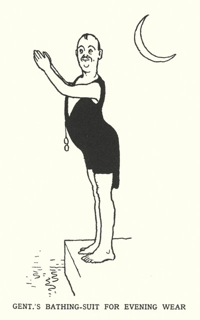 Męski strój kąpielowy na wieczór (lito) autorstwa William Heath Robinson