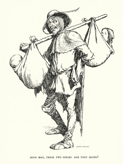 Dobry człowieku, te dwie dziewczyny są pokojówkami? (lito) autorstwa William Heath Robinson