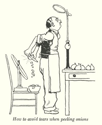 Jak uniknąć łez podczas obierania cebuli (lito) autorstwa William Heath Robinson