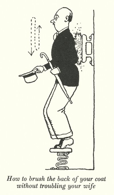 Jak czesać tył płaszcza bez niepokojenia żony (lito) autorstwa William Heath Robinson