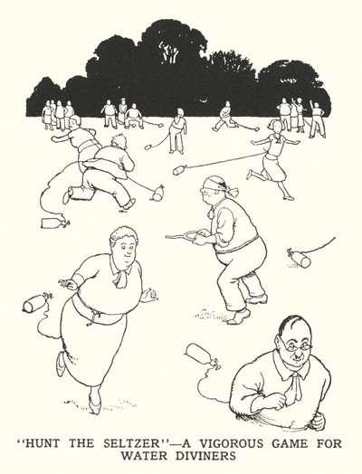 „Hunt the Seltzer”, energiczna gra dla wróżbitów wody (lito) autorstwa William Heath Robinson